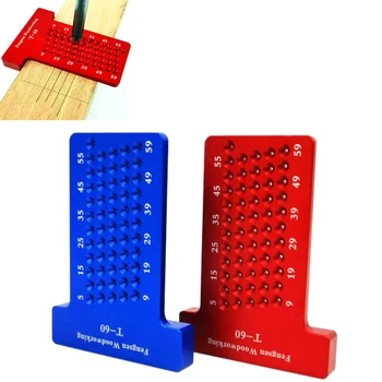 

T60 woodworking ruler hole scriber ruler aluminum alloy T-shaped ruler woodworking mini scriber crossed Measuring tool