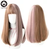 7JHH Long Remy Wig With Bangs Ombre Black Brown Synthetic Lolita Wig For Women High Temperature Wire Heat Resistant Cosplay Wig ► Photo 2/6