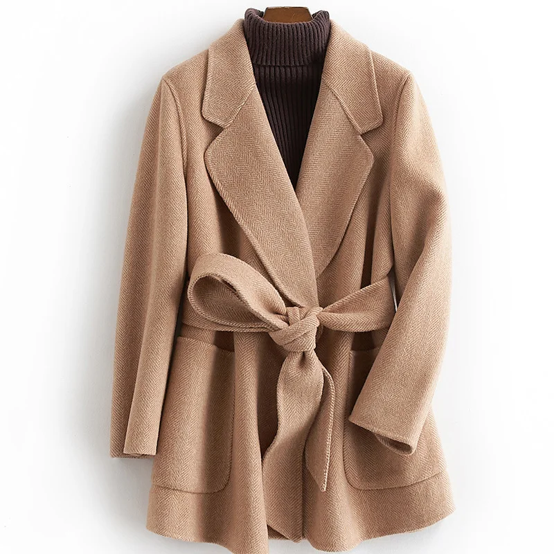 Шерстяное пальто 100% осенне-зимняя куртка женские двухсторонние шерстяные и