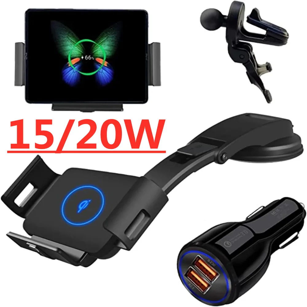 Car Wireless Charger 20W Auto Clamping Phone Mount Holder for XiaoMi