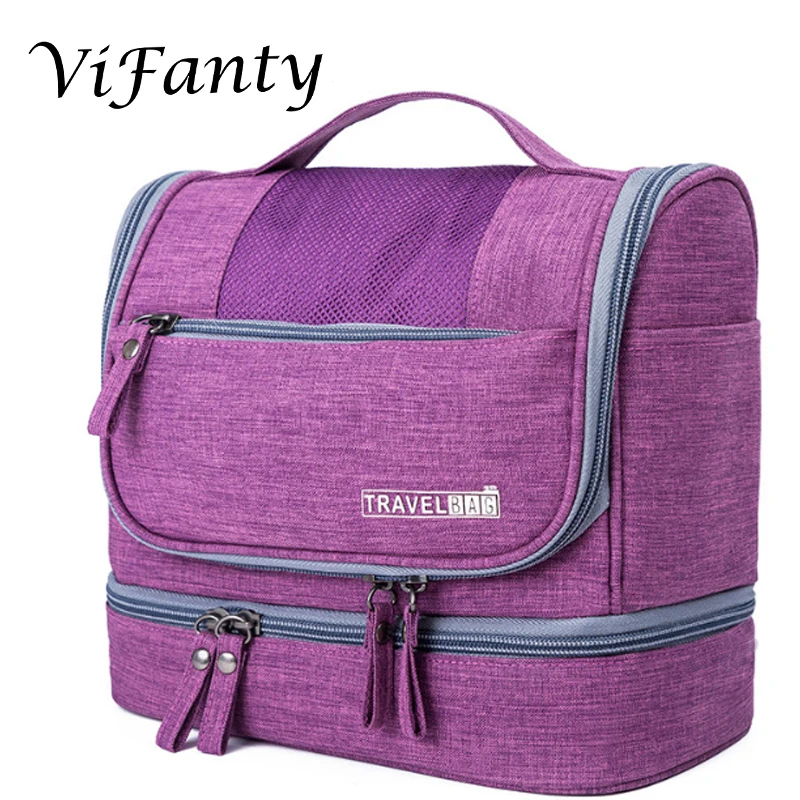 Туалетный мешок, Vifanty подвесной для туалетных принадлежностей Комплект для органайзера с крюком и ручкой водонепроницаемый косметичка Dop комплект - Цвет: Purple