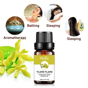 

Mishiu Ylang Ylang Essential Oils Pure Sandalwood Vanilla Myrrh Frankincense Cypress Clove Vetiver Calming Massage Oil 10ML
