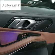 Автомобильный Стайлинг из углеродного волокна для BMW X5 G05 внутренние дверные ручки крышки отделка дверная чаша кнопки наклейки на кузов авто аксессуары