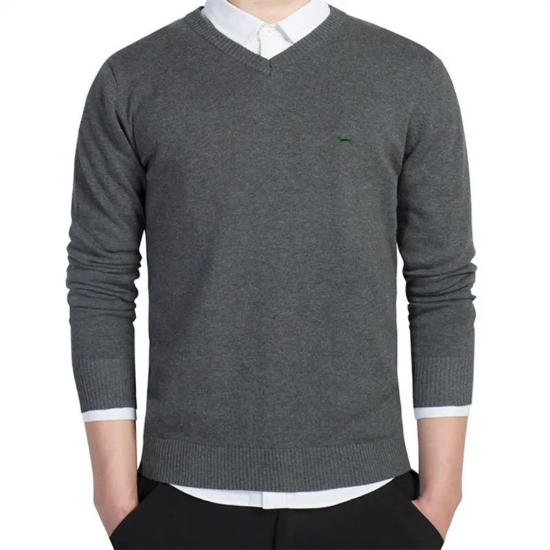 Brand Clothing New Spring Sweater Men Harmont V-neck Long Sleeve Solid Pull Embroidery Blaine Pullover Men Sweaters 2