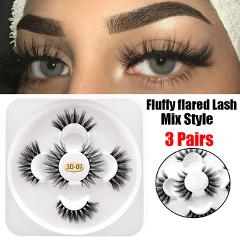 

3 Pairs 3D Faux Mink False Eyelashes Full Volume Wispy Fluffy Fake Lashes Natural Long Lashes Makeup Eyelash Extension Tools