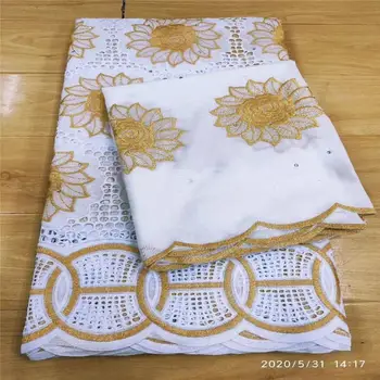 

7 yard Swiss lace fabric 2020 latest heavy beaded embroidery African cotton fabrics Swiss voile lace popular Dubai style 3L06011
