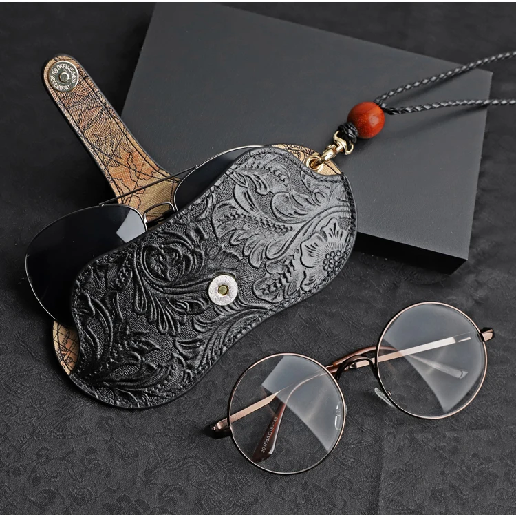 Echtes Leder Lesebrille Tasche Handgemachte Marke Design Sonnenbrille Pouch Tragbare Brillen Display Box Lagerung Gläser Fall – Detail 23