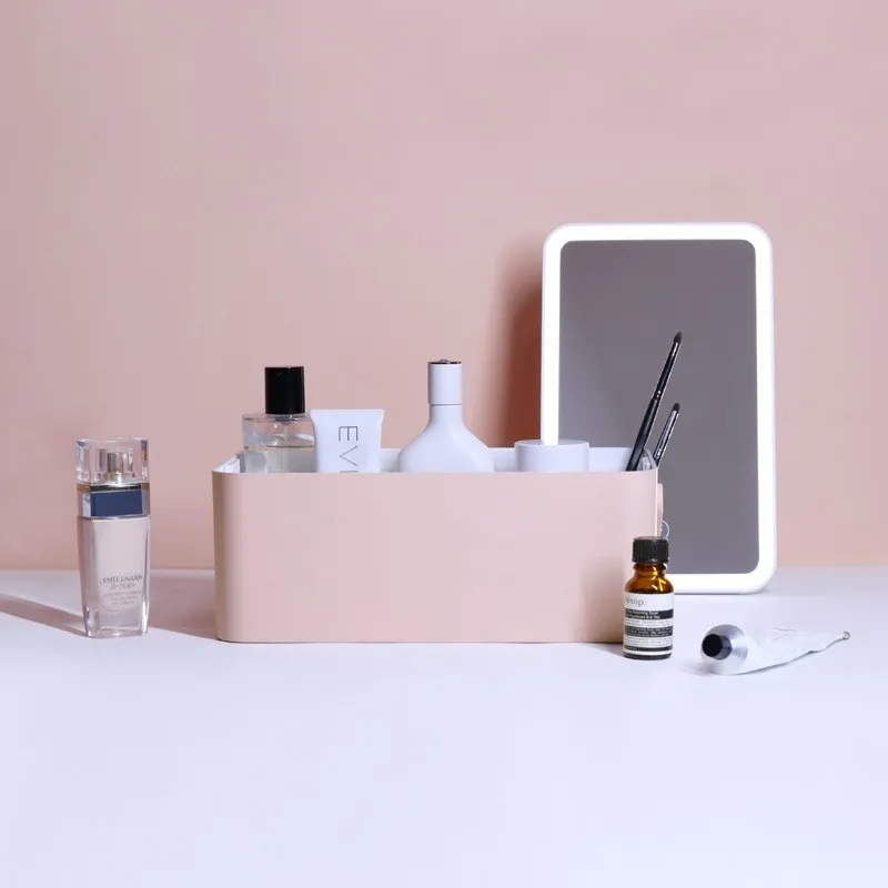 

Makeup Mirrors Storage Box Dressing Table Lamp LED Light Portable Cosmetic Case Skin Care Products For Travel Bathroom Beauty