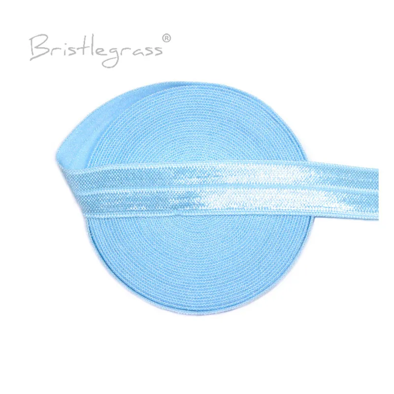 BRISTLEGRASS 5 Yard 5/8&quot 15mm Blue Topaz Solid FOE Fold Over Elastics Spandex Satin Kids Hairband Headband Lace Trim Tutu Sewing |