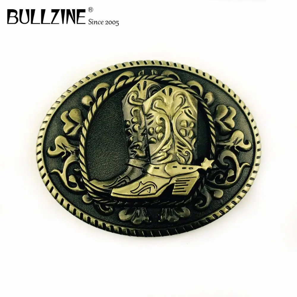 Bullzine Retro Western Boots Belt Buckle Cowboy Jeans Gift Belt Buckle