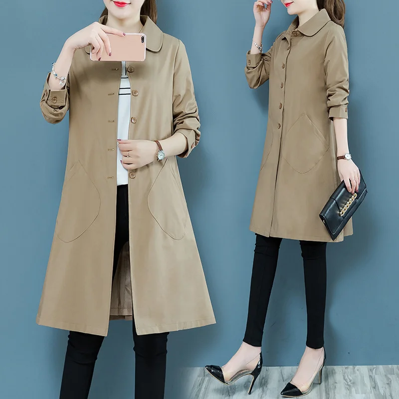 

Women Trench Coat 2020 Spring Autumn New Fashion Female Loose Long Thin Trench Office Lady Wind Breaker Business Outerwear Tops