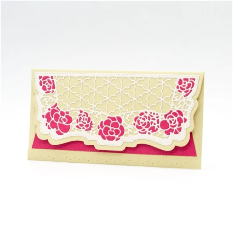 Foldable Vintage Lace Flower Cards Frame Metal Cutting Dies Stencil For DIY Scrapbooking Craft Making Template Hot Sell