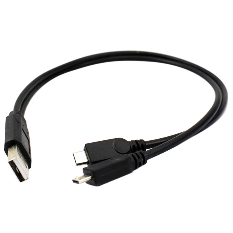 25cm USB 2.0 Male to Dual 2 Micro USB 2.0 Male Data Charger Cable Cord High Quality