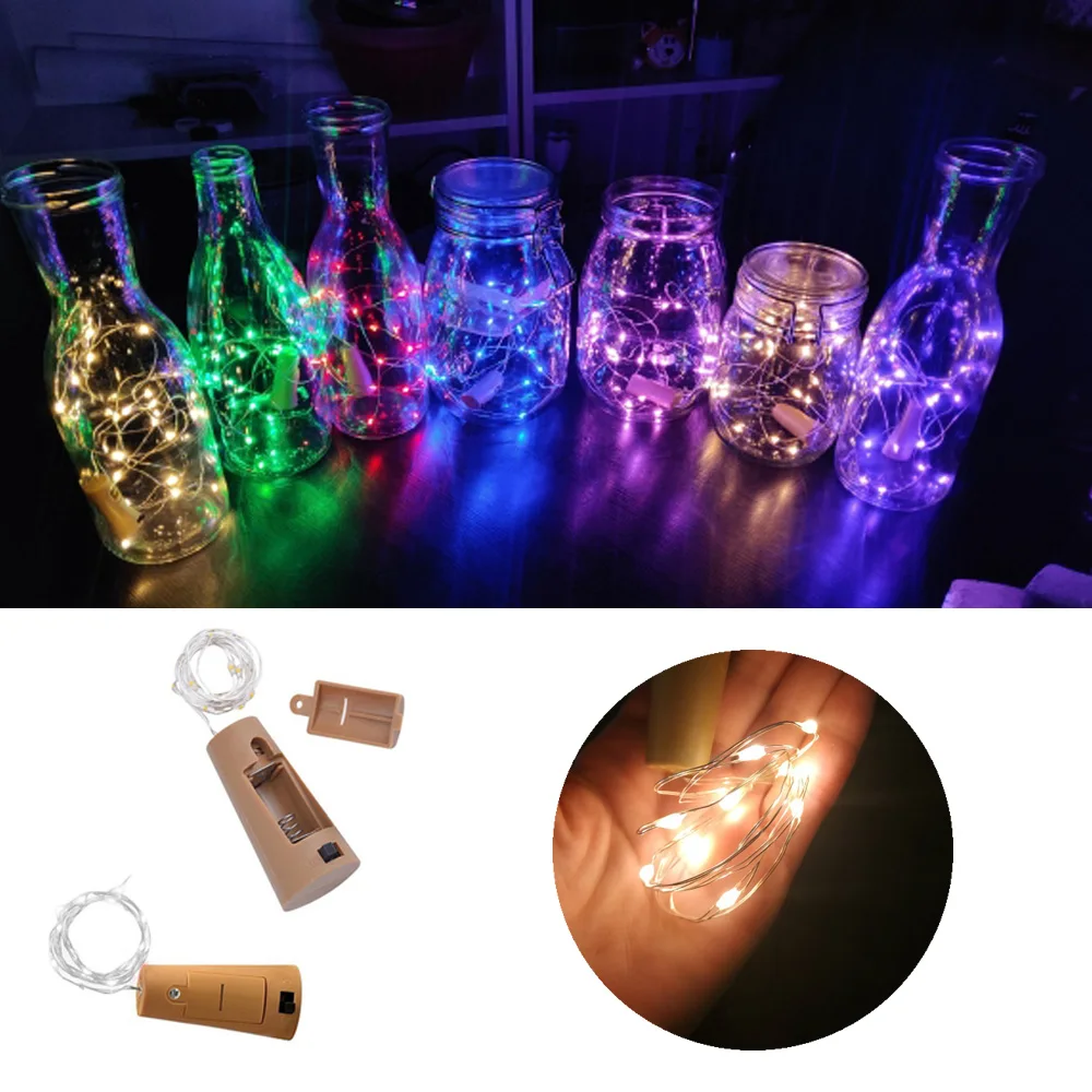 

Xmas LED String 2M 3M 20 30 LEDS Cork Shaped Silver Copper Wire Fairy Light Wine Bottle for Glass Craft Christmas Party Decor