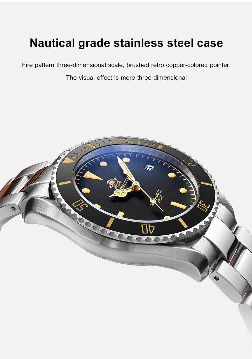 Addies Dive 2101 Men's Automatic Watch NH35 Stainless Steel Wrist Watch Black Matte Dial Super Luminous 200m Diving Watches