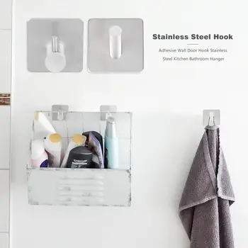 

Nail-free Installation Wall Door Hook Clothes Hat Stainless Steel Self Adhesive Hanger for Household Bathroom Supplies