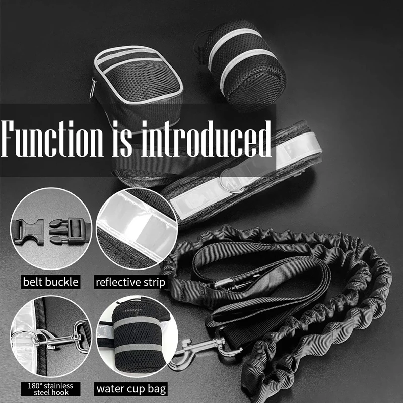 Hands-Free поводок для собак, подходит для бега, прогулок, пеших прогулок, прочный амортизирующий резиновый поводок-светоотражающий поясной поводок, 6 Fe