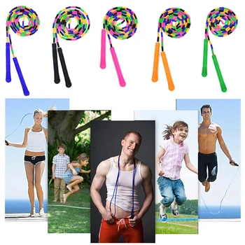 

Kids Adults Jump Rope with Colorful Beaded Segmentation fancy Bamboo Non-slip Handles Sports Yoga Lose Weight Skipping Rope