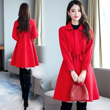 

Winter Woolen Trench Coat For Women Loose Cloak Casual Women Windbreaker Korean Overcoat Casacos Femininos Coat Female
