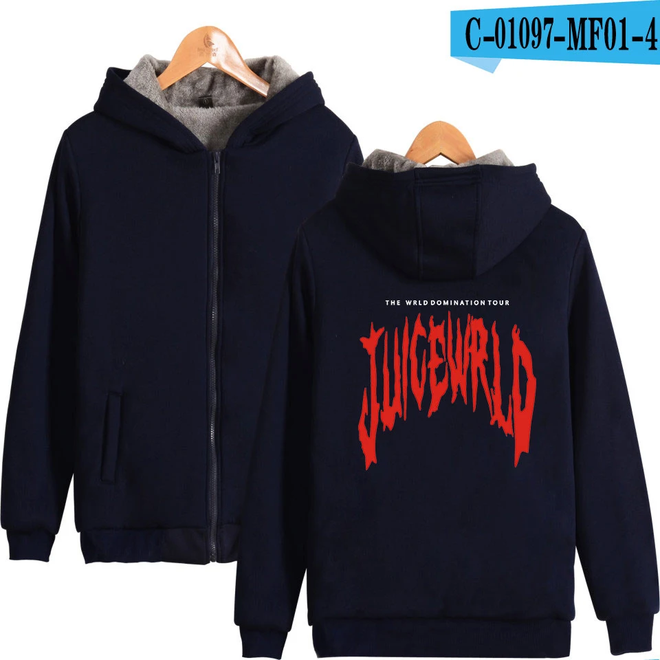2D принт плюс толстый сок Wrld Толстовка супер теплое пальто зима молния Harajuku куртка унисекс уличная негабаритная - Цвет: navy