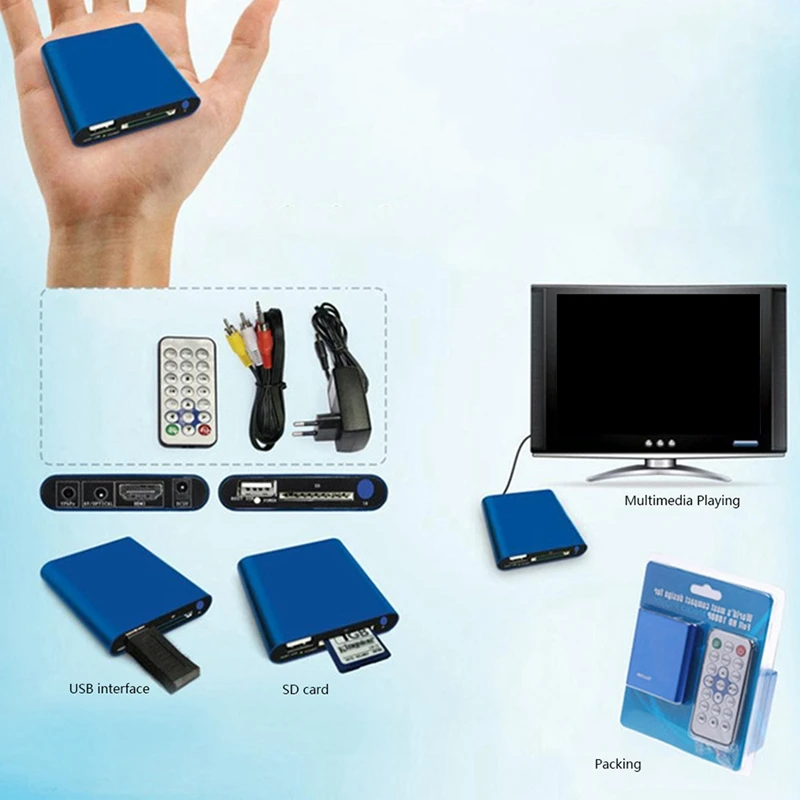 Топ Мини 1080 HD медиаплеер USB внешний медиаплеер SD медиабокс ...
