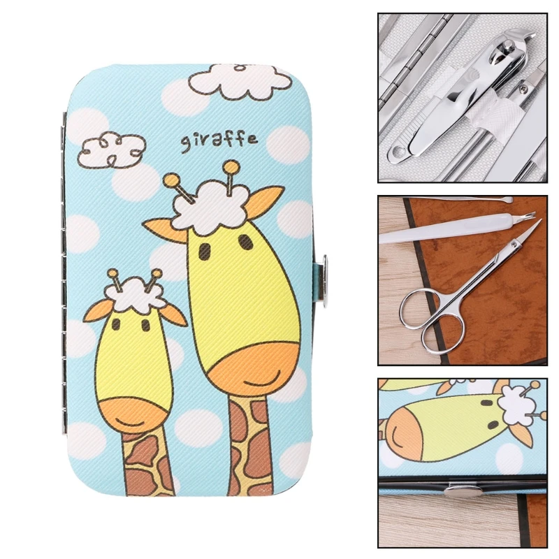 7 шт. из нержавеющей стали милый педикюр маникюрный набор кусачки для ногтей Очиститель кутикулы Уход с Чехол