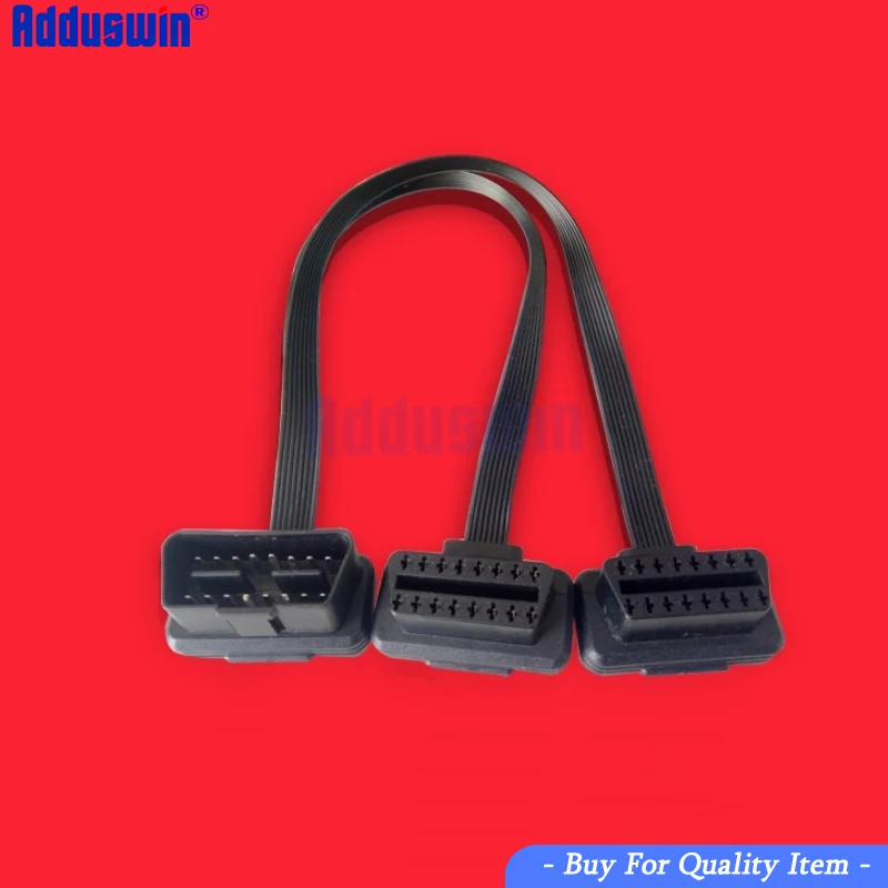 Дизайн отличный плоский OBDII OBD-II OBD 2 OBD2 16 Pin штекер Двойной Женский Y сплиттер локоть удлинитель