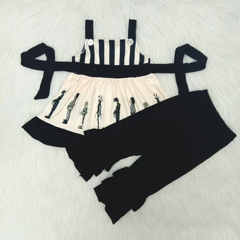 

kids high quality outfits baby girls boutique strap sleeveless top+black pants 2 pcs sets kids children's clothing