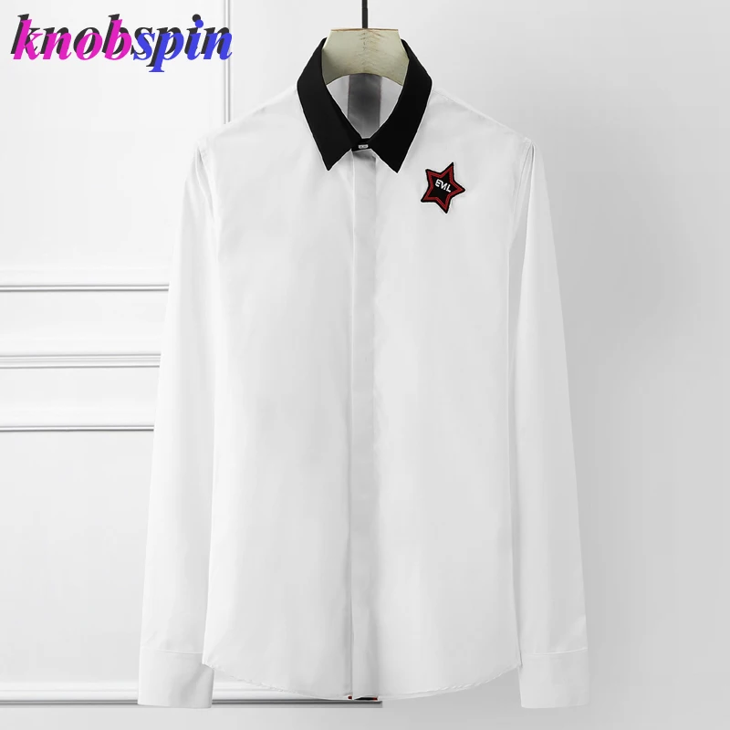 Белый Размер 3XL 4XL рубашка мужская с длинным рукавом Тонкая Chemise homme однотонная Повседневная хлопковая рубашка для мужчин брендовая деловая мужская рубашка - Цвет: Белый