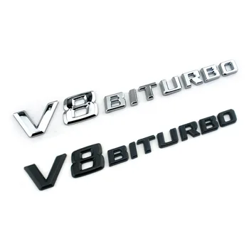 

3D ABS Car Sticker V8 BITURBO Logo Emblem Badge Auto Rear Side Car-styling Sticker for Benz BMW VW Hyundai Mazda Chevrolet Skoda