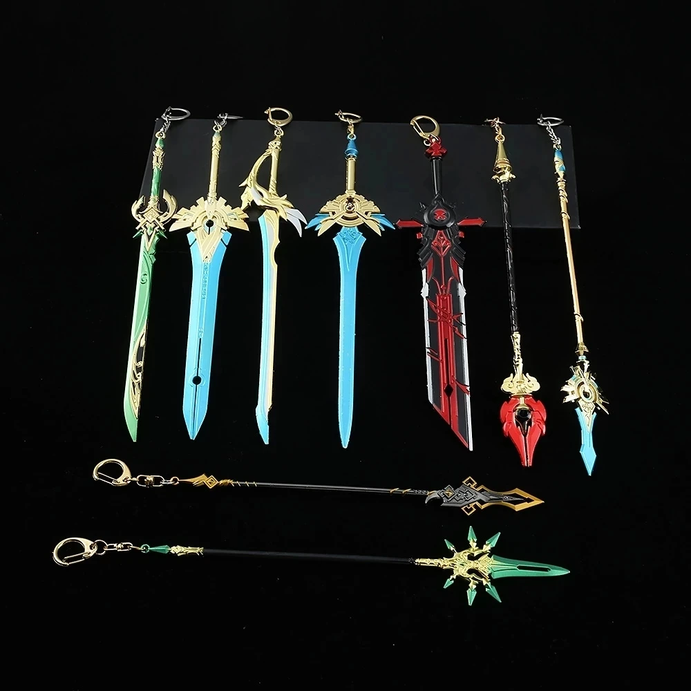 Game Genshin Impact Weapon Keychain Cosplay Wolf's Gravestone Skyward Spine Blade Alloy Key Bag Pendant For Gift Accessories | Украшения