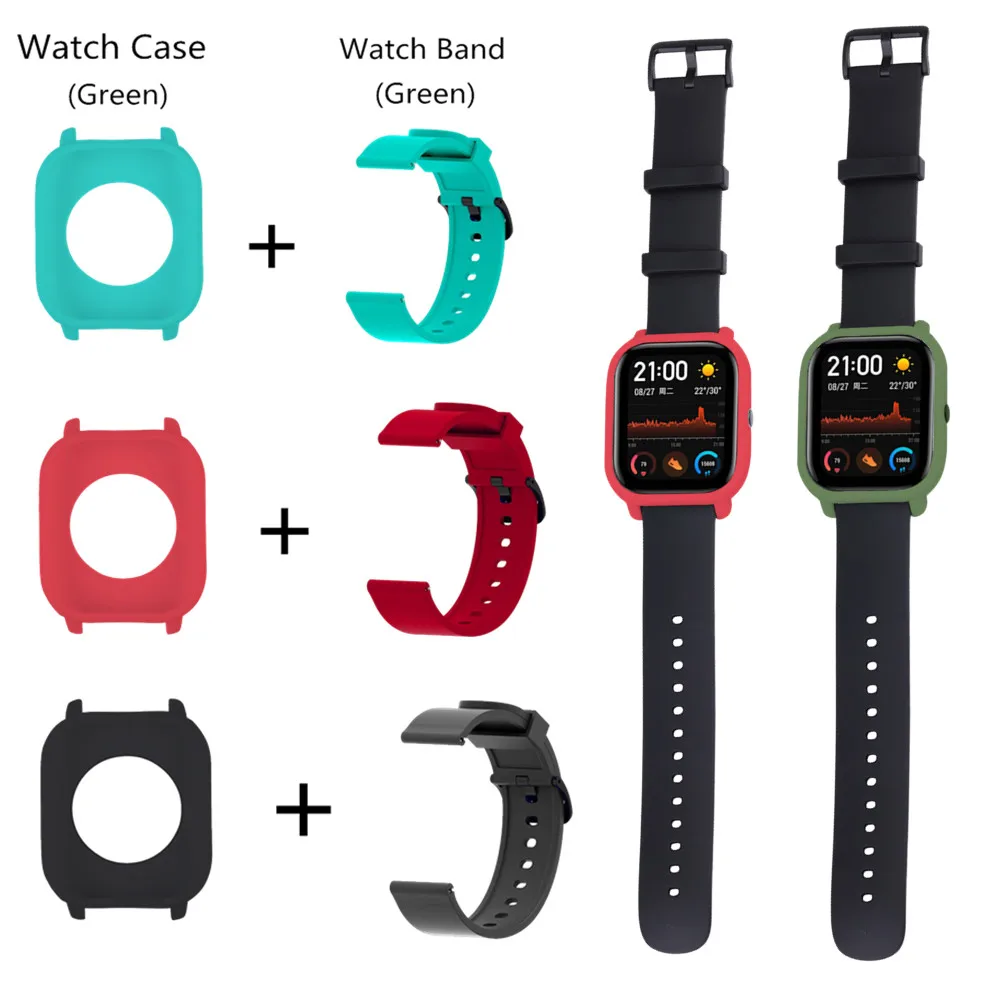 Силиконовый спортивный ремешок 2 в 1 защитный чехол для Xiaomi Amazfit Gts умных часов 20 мм