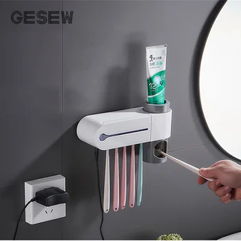 

Anti-Bacteria UV Light Disinfectant Toothbrush Sterilizer Toothbrush Holder Oral Care Toothpaste Dispenser