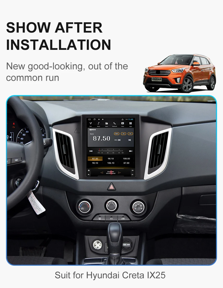 Isudar H53 Вертикальный 1 Din Android авто радио для hyundai/IX25/Creta- gps Автомобильный мультимедийный ram 4G rom 64GB Восьмиядерный видеорегистратор