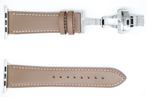 Silver Buckle Для Apple Watch Series 5 4 3 2 1 44 мм 40 мм 42 мм 38 мм Бабочка Пряжка Кожаный ремешок Ремешок Замена для браслет для iwatch - Цвет ремешка: Silver Buckle