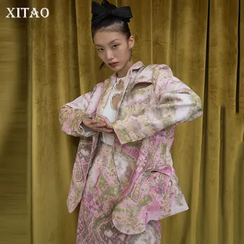 

XITAO Handmade Sequins Blazer Fashion New Women Full Sleeve Print Pattern Elegant Goddess Fan Casual Style Coat Top DZL1702