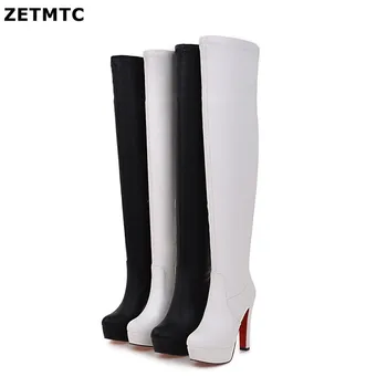 

Sexy women's boots guide platform boots pointed zipper high heels shoes fashion party sexy women's shoes large size 34-46
