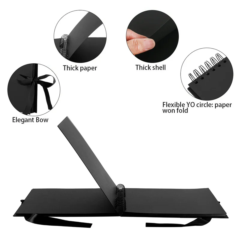 Альбом для фотосъемки Черный скрапбукинга Свадебный держатель фотографий