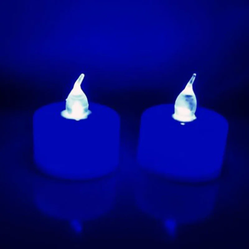 12pcs Flameless Led Tealight Tea Candles Wedding Party Light Colorful Lamp Decor - Цвет: Blue