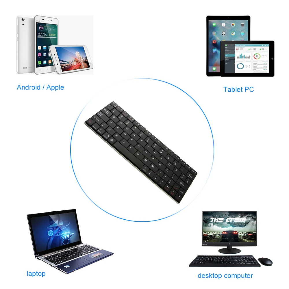 Беспроводная игровая Bluetooth клавиатура эргономичная сверхтонкая с колпачками для