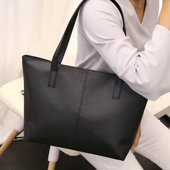

2019 fashion women leather handbag brief shoulder bags gray /black large capacity luxury handbags tote bags design