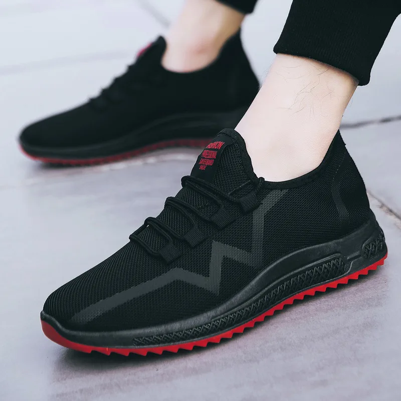 

2019 New Style Fly Weaving MEN'S SHOES Casual Fashion Wearable Shoe Lace up Front Men Athletic Shoes Support