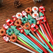 

10Pcs/Set Kawaii Christmas Gel Pen Cute Christmas Tree Reindeer Santa Gifts 0.5mm Black Neutral Pens School Office Stationary