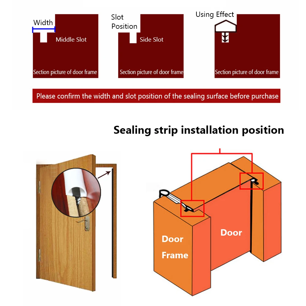 Sound Insulating Anti Collision Draught Excluder Silicone Rubber Door Gap Sealing Strip 5m