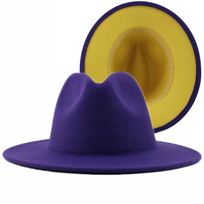 Yellow red bottom fedoras wide brim hat Panama felt hat for male jazz hat church top cap women hats  for men шляпа женская cream fedora