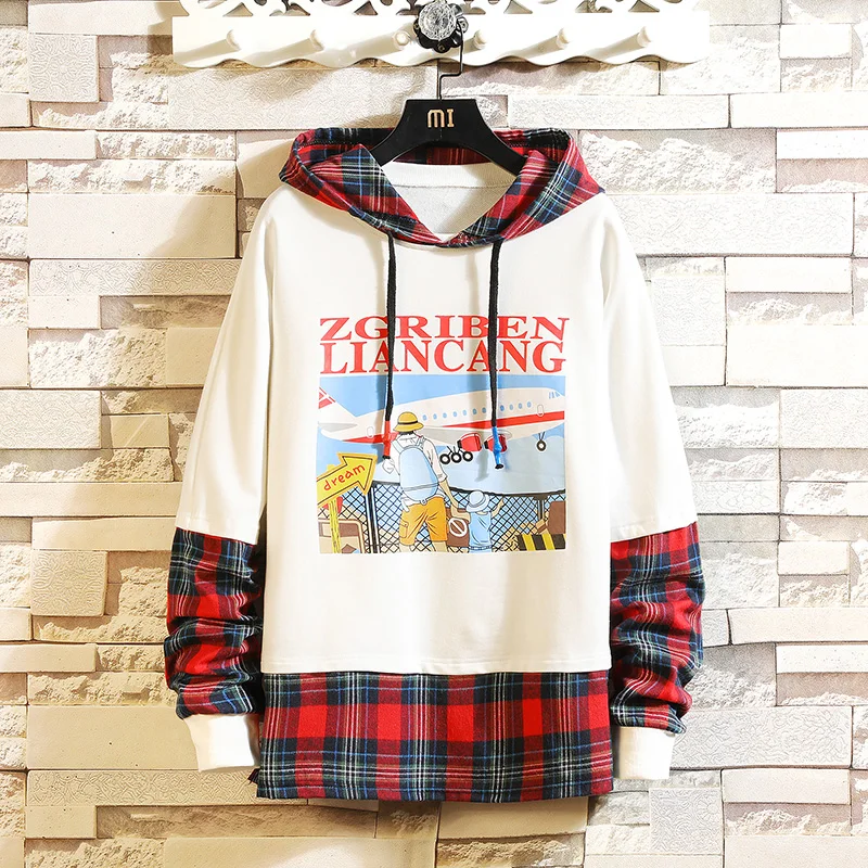 

New Autumn And Winter Men's Hoodie Stitching Long-sleeved Trend Men's Sweatshirt Brand Men's Casual Hoodie