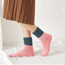 Женские плотные теплые носки; коллекция года; новогодние модные забавные носки в полоску; носки без пятки; повседневные зимние носки; Skarpetki Damskie