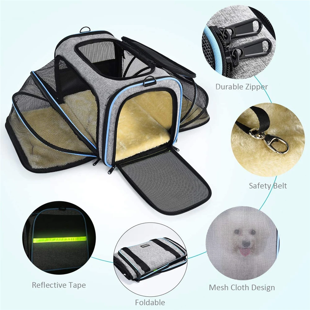 Siivton 4 Way Expandable Pet Carrier, Airline Approved Collapsible