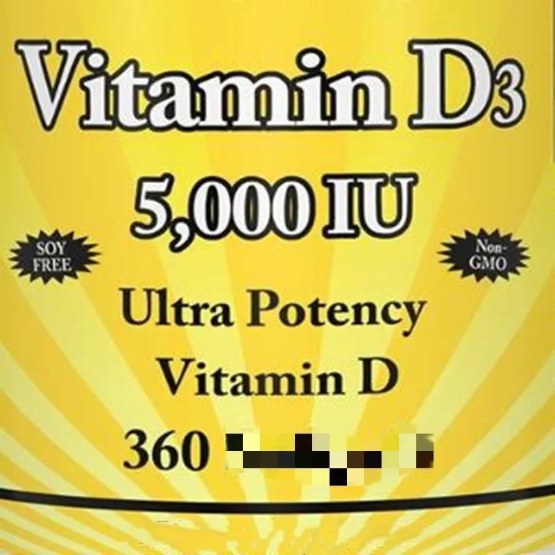 

Fortified Vitamin D3,5000iu x 360 pcs D-3 5,000IU,Improve the absorption of calcium and phosphorus,strengthen and promote growth