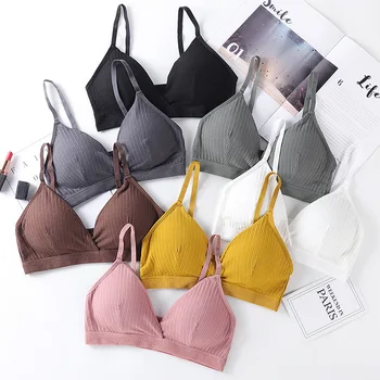 

Linbaiway Women Bras Underwear Triangle Cup Bralette Deep V-neck Bras Tank Tops Wireless Brassiere Sexy Lingerie Push up Bras